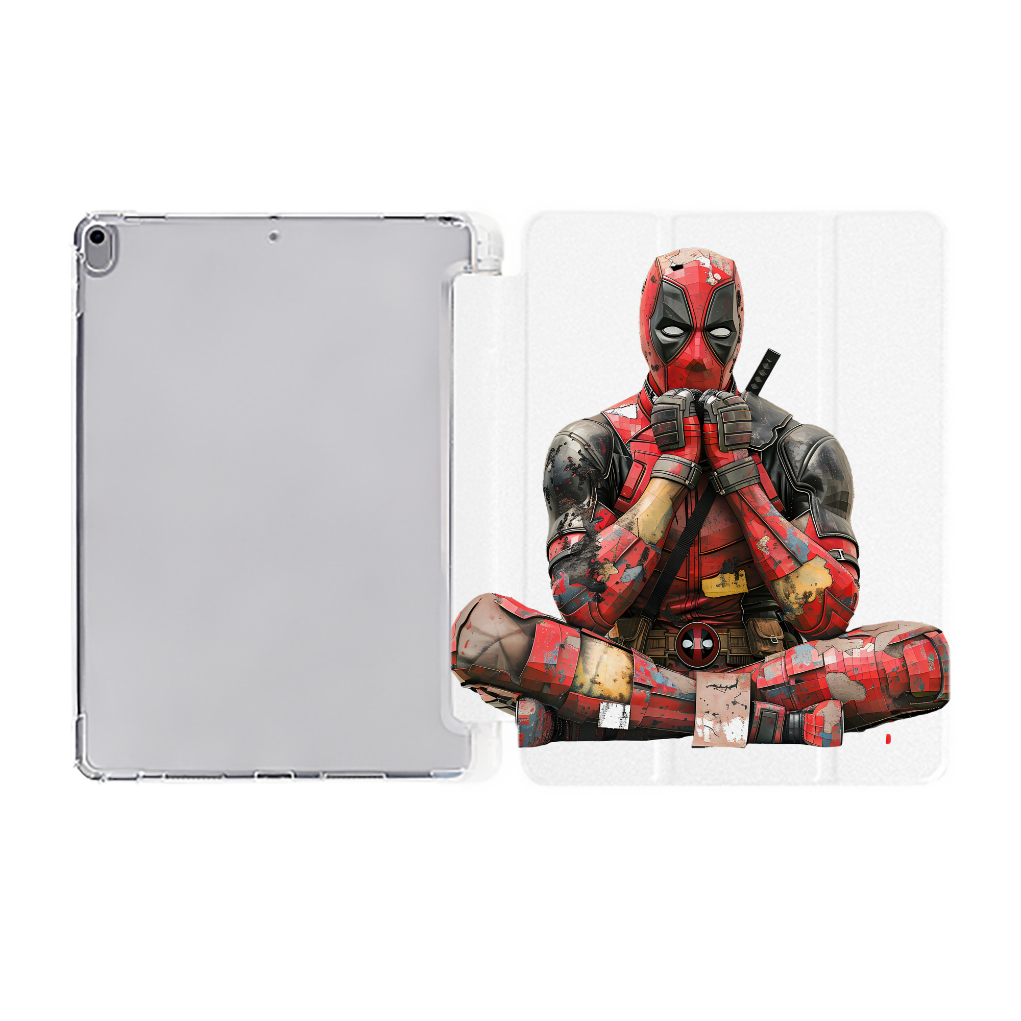 （画像用） Deadpool デッドプール IPad ケース ペン収納付き 三つ折りスタンド PUレザー×シリコン 対応機種9.5/10.5/10.9インチ